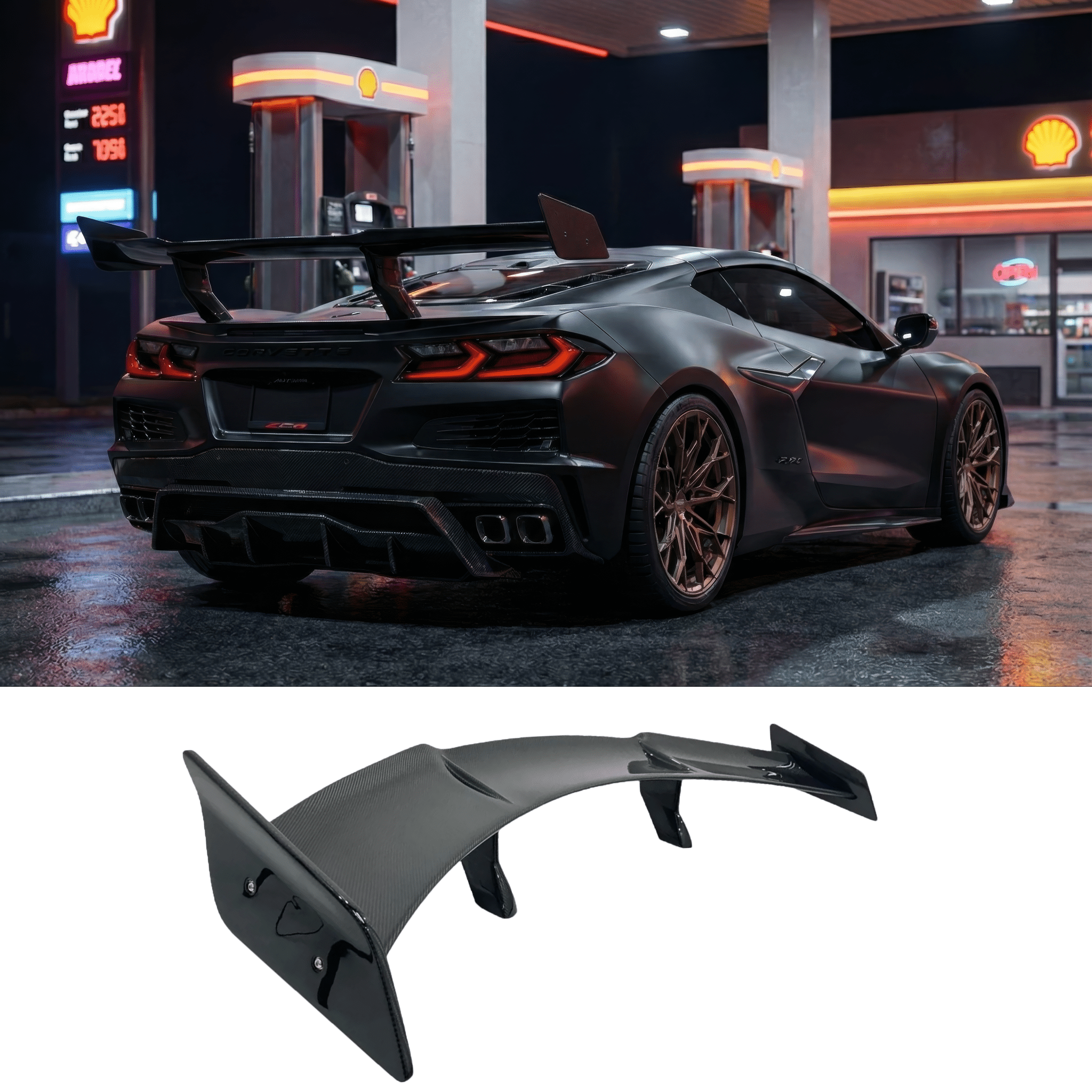 Pure Performance High Wing Carbon Fiber ZR1 ZTK CF Style for C8 STINGRAY - Gem Motorsports