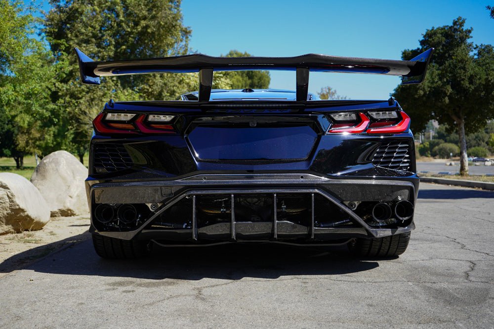 Pure Performance LA BlackFin Carbon Fiber Rear Diffuser for 2020+ C8 Corvette Stingray - Gem Motorsports