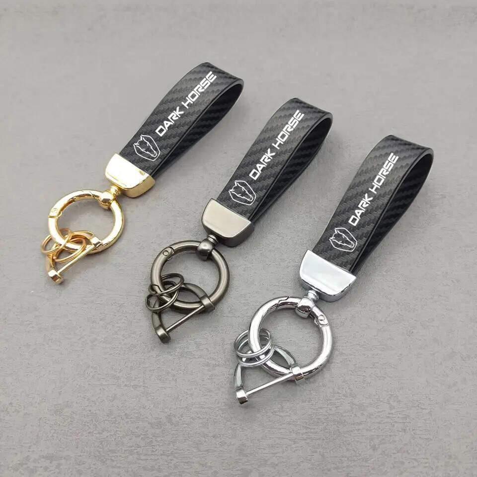 2011-2025 Ford Mustang Dark horse Key Chain Carbon Fiber Leather - Gem Motorsports