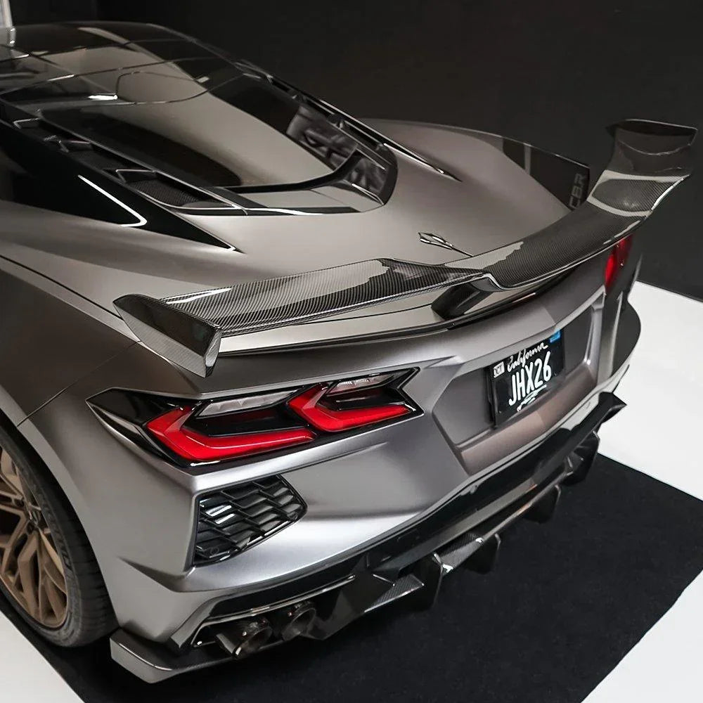 Pure Perf High Wing Carbon Fiber Z06 Style for C8 Corvette Base / Z51 - Gem Motorsports