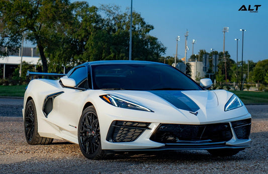 Unleashing Elegance and Power: White C8 Z51 Corvette on ALT20 Carbon Flash Forged Wheels - Gem Motorsports