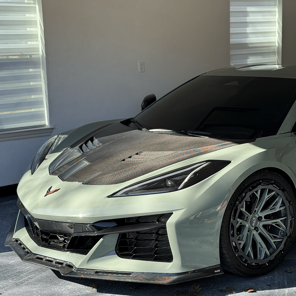 Pure Performance LA RaZe Double Sided Carbon Fiber Hood for Corvette C8 Stingray / Z06 / E-Ray 2020-2027+ - Gem Motorsports