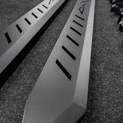 Tesla Cybertruck Running Boards (Side steps) Black Steel for Base / Foundation / Cyberbeast - Gem Motorsports