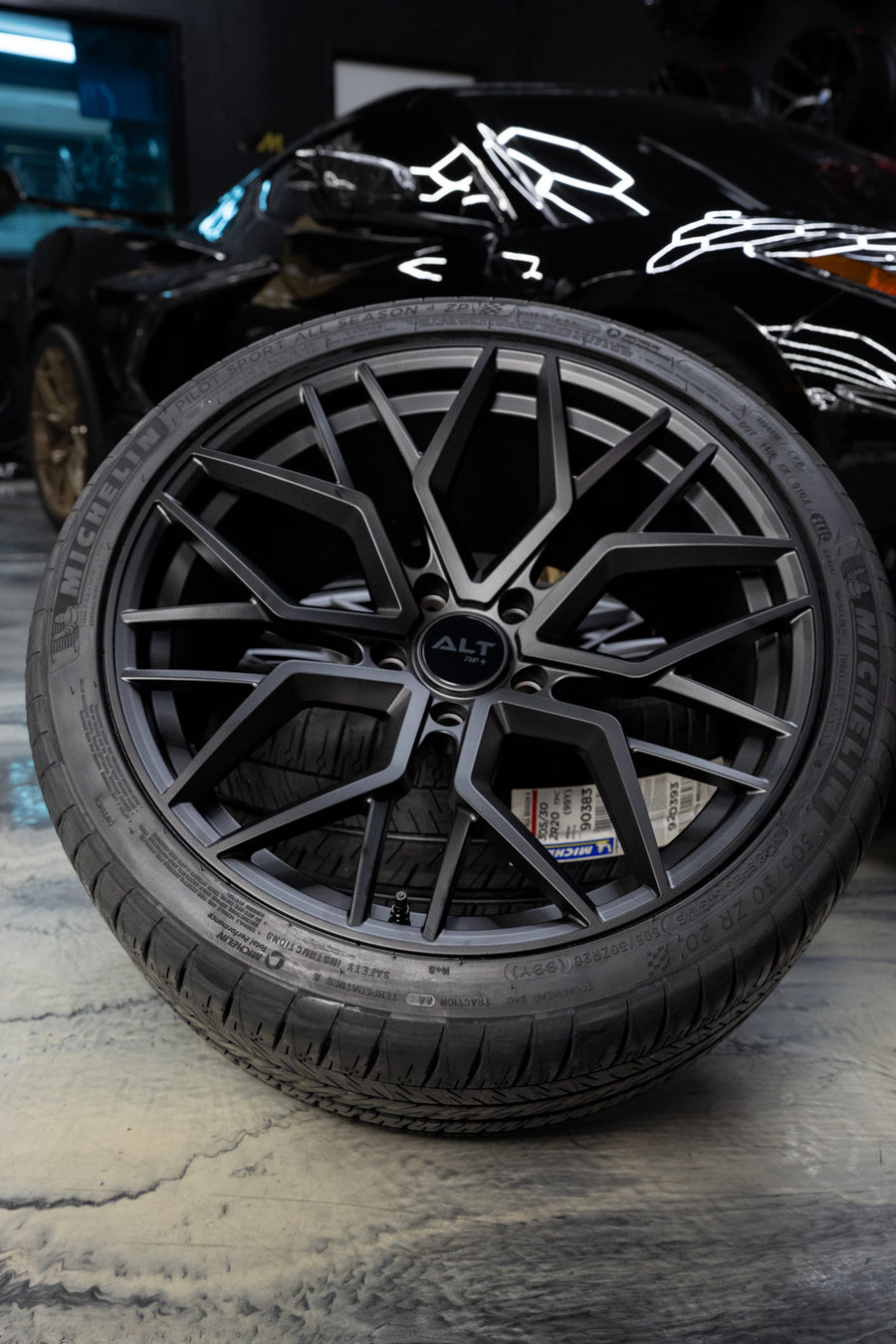 ALT Velocity Rotary Forged Satin Black wheel and tire package