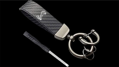 2011-2022 Ford Shelby Cobra Key Chain Carbon Fiber Leather - Gem Motorsports